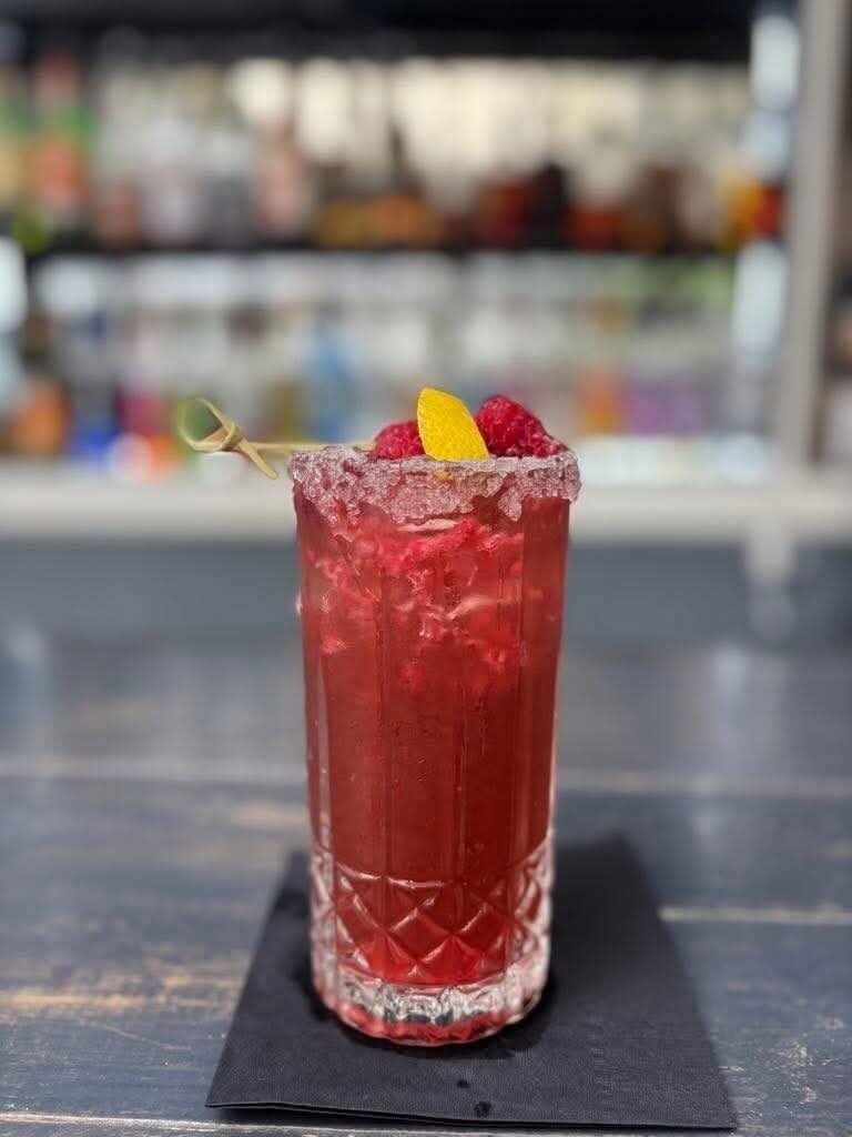 A fresh raspberry cocktail from the bar