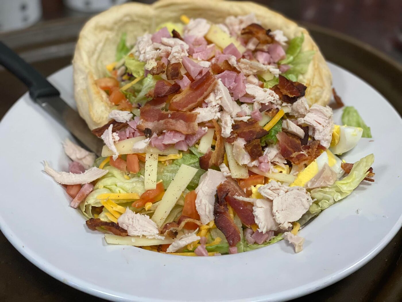 A loaded taco salad